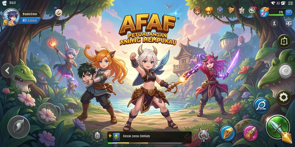 Screenshot AFAF menunjukkan karakter-karakter anime dalam pertarungan epik.