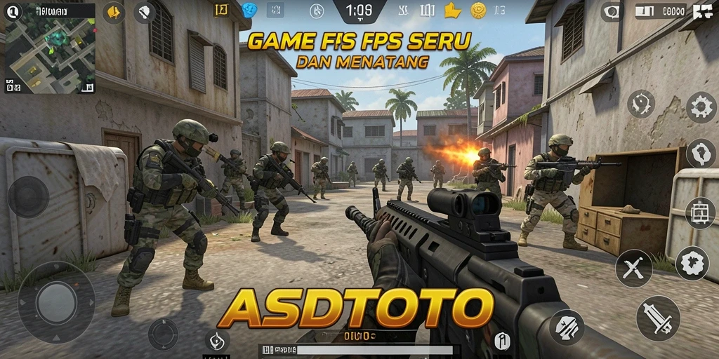 Screenshot utama ASDTOTO menampilkan aksi tembak-menembak yang intens dan mendebarkan.