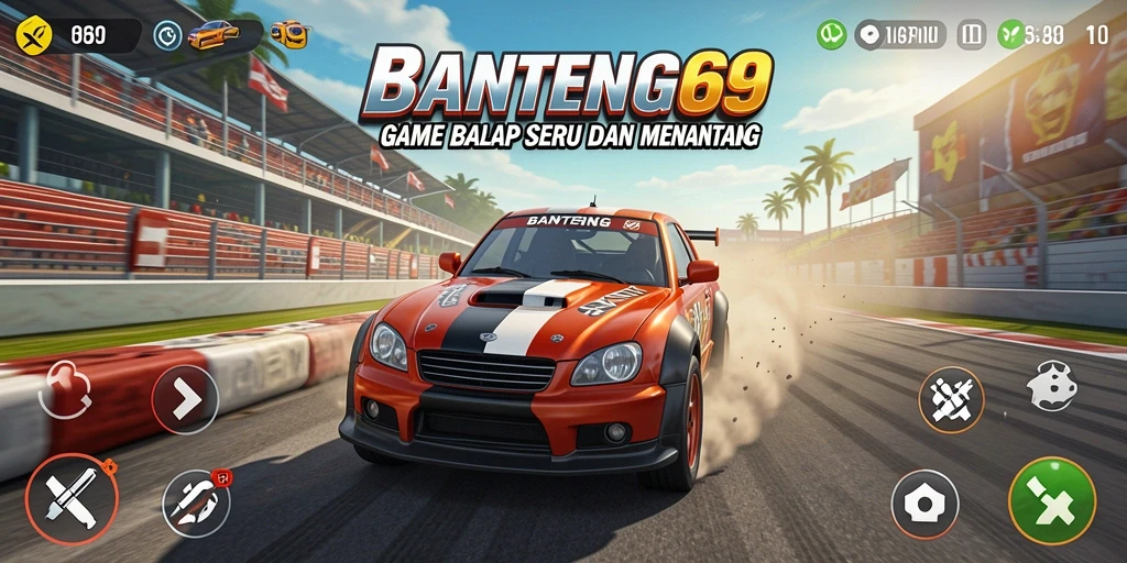 Tampilan seru gameplay BANTENG69 dengan aksi balap cepat.