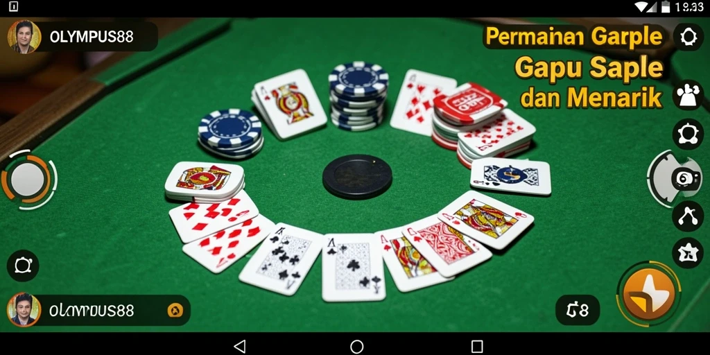 Screenshot gameplay OLYMPUS88 yang menunjukkan aksi seru bermain Gaple.