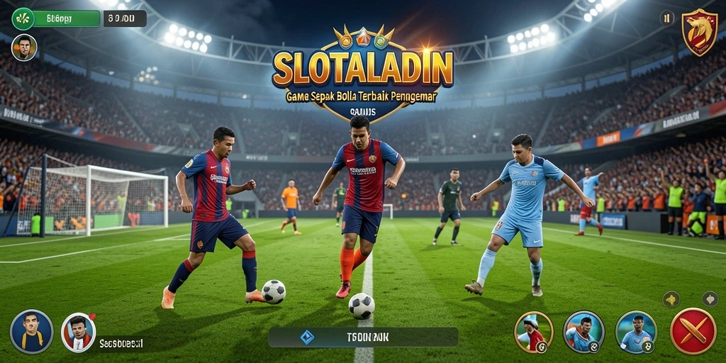 Screenshot gameplay <strong>SLOTALADIN</strong> menampilkan aksi seru di lapangan sepak bola.